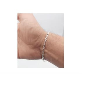 Pulseira 925 em prata italiana Figaro Thin 3 mm para homens 19 cm
