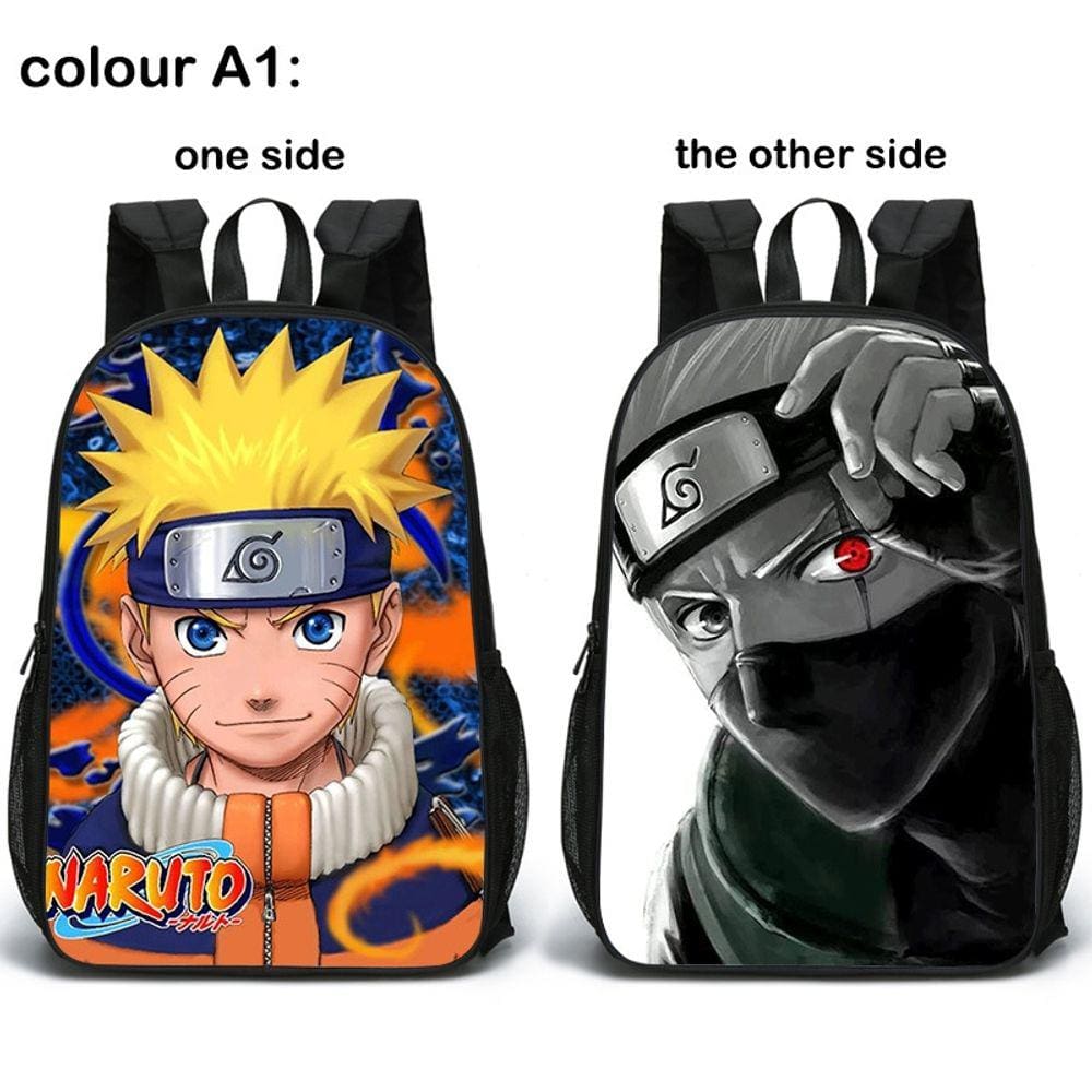 Mochila Naruto de dupla face escolar de poliéster 40x27x12 cm