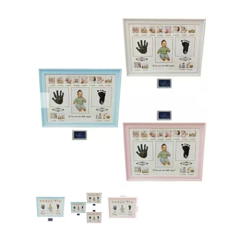 Kit de molduras para fotos de bebês, mãos e pés, rosa