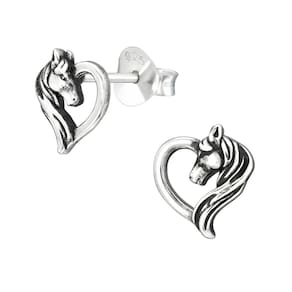Brincos em prata 925 Hoops Horse in Heart para mulheres