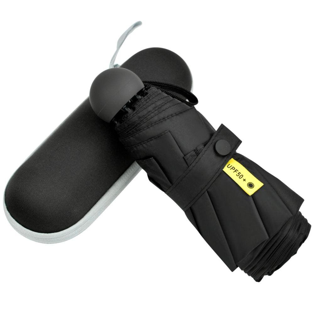 Guarda-chuva Mini guarda-chuva de bolso preto com 8 costelas, raios UV
