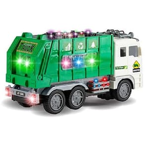 Caminhão coletor de lixo de brinquedo com som e luzes para crianças a partir de 3 anos