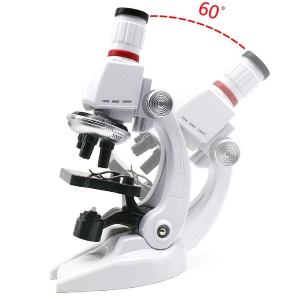 Microscópio educacional de brinquedo com suporte para telefone 100x-1200x