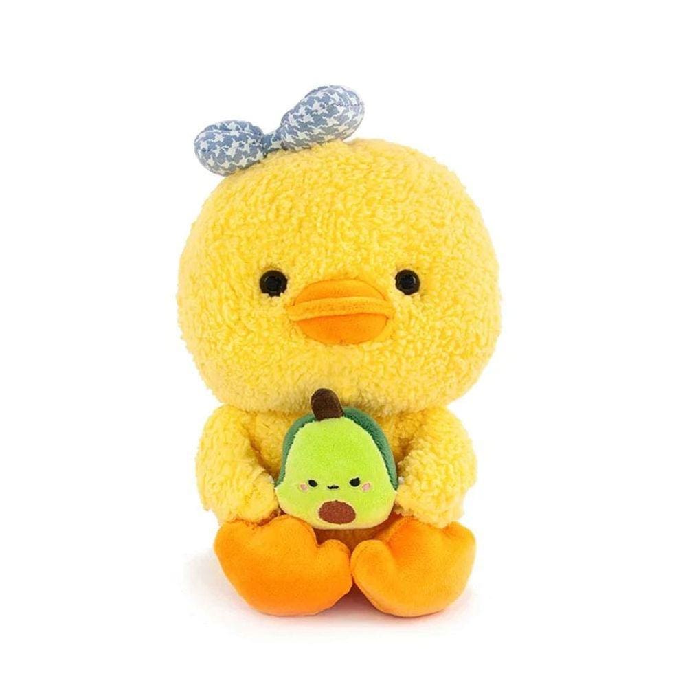 Pato de pelúcia de pelúcia amarelo com fita de 24 cm