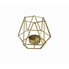 Castiçal dourado hexagonal de 9 cm de altura para velas <8 cm