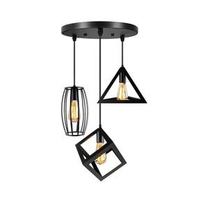 Luminária pendente Vintage Cage Iron Decoration Ampollets Black