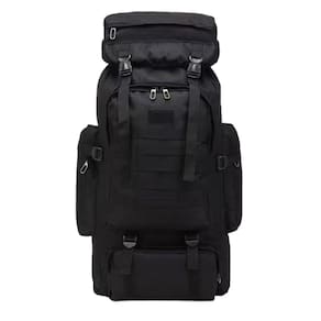 Mochila de acampamento, caminhada, 80L, preta, estilo militar, impermeável