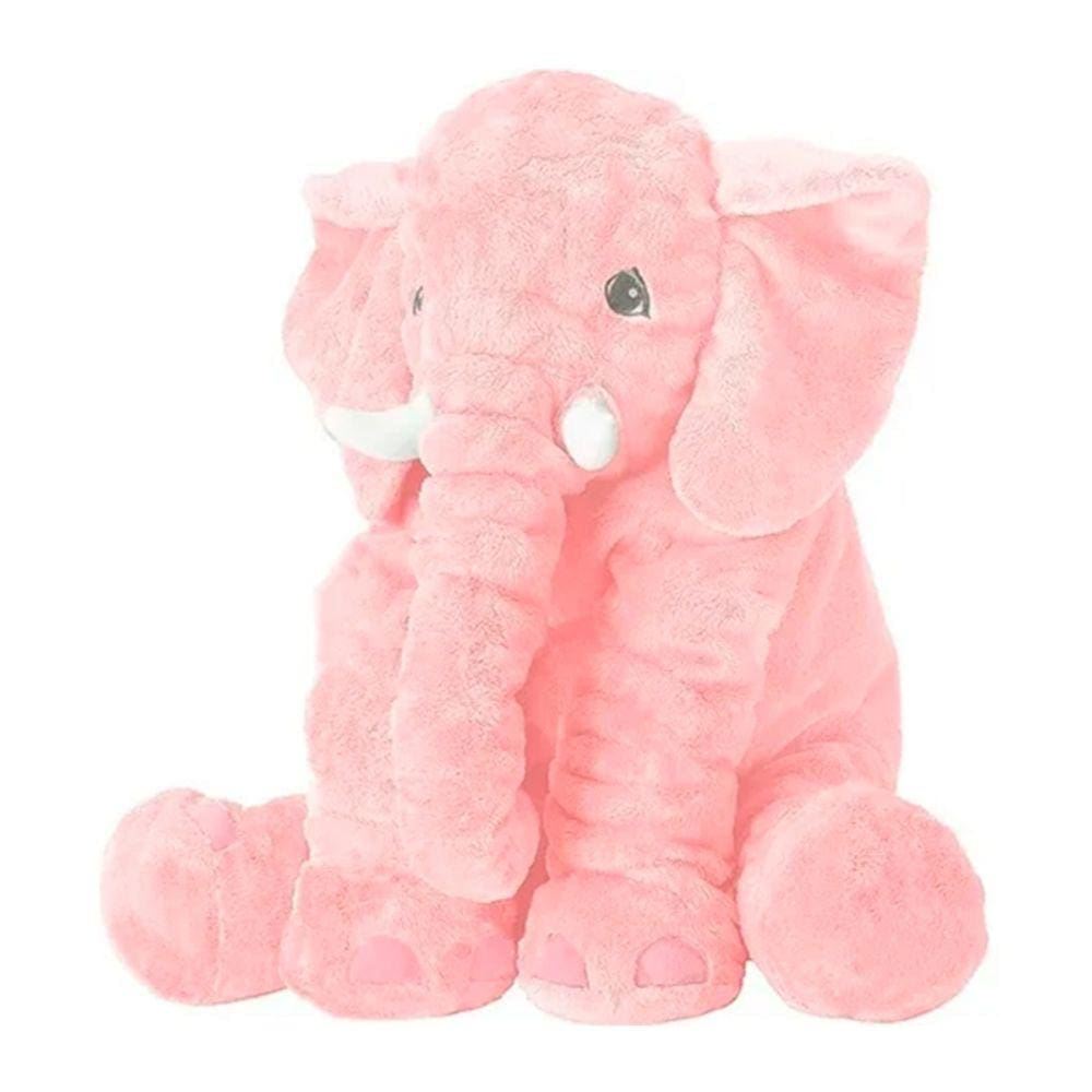 Almofada de pelúcia em forma de elefante rosa 50x20cm