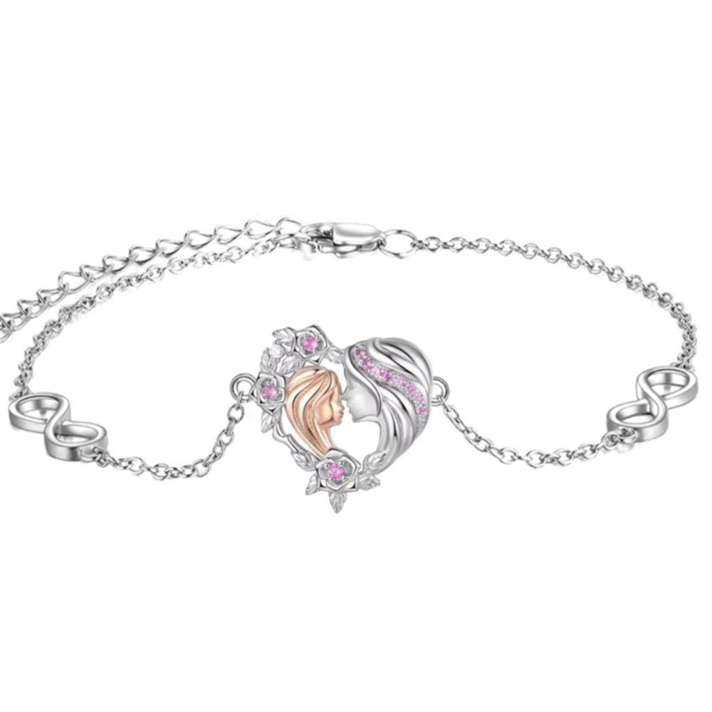 Conjunto de pulseiras Mother Daughter em prata 925 com revestimento de ródio