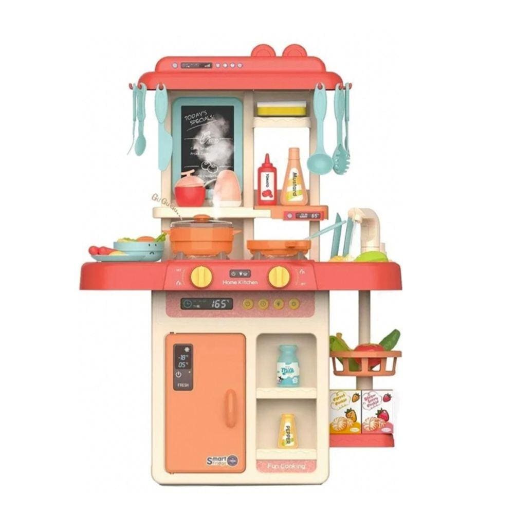 Conjunto de brinquedos de cozinha para meninas com luzes, som, água e vapor