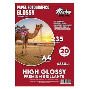 Papel fotográfico brilhante 235gsm tamanho A4 - 20 folhas