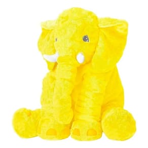Almofada de pelúcia em forma de elefante amarelo 50x20cm