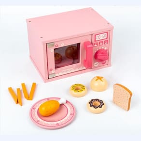 Forno de microondas de brinquedo Didactic Wood Pink para crianças de 3 anos ou mais