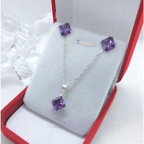 Conjunto de joias Hermosi Amethyst Crystals 925 Sterling Silver