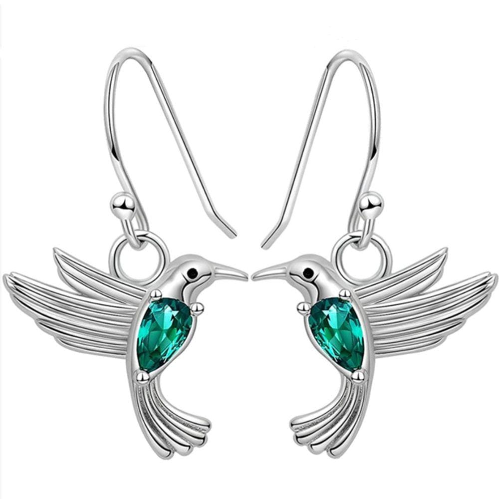 Brincos Hummingbird em prata 925 com zircão para mulheres