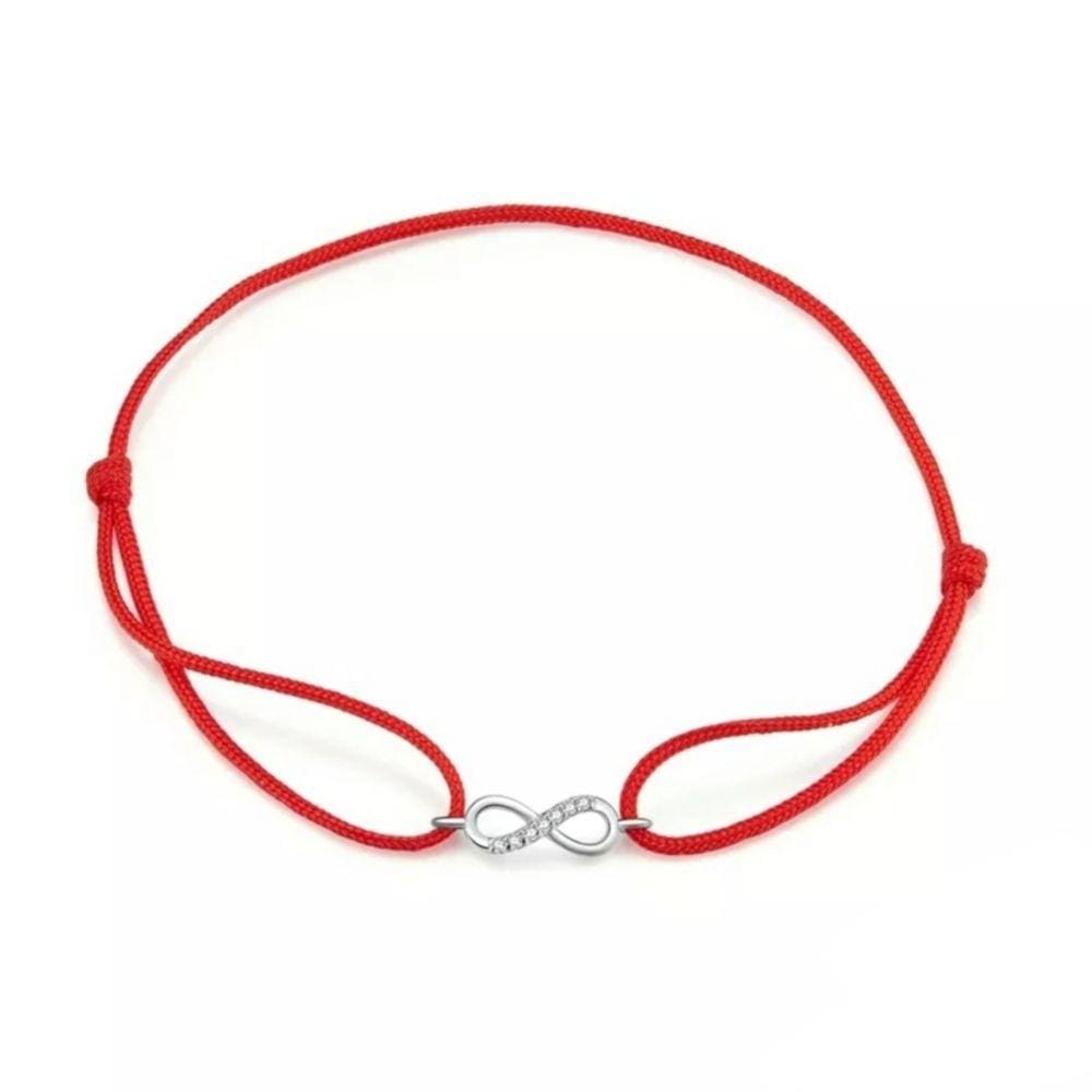 Pulseira de prata 925 vermelha com proteção infinita para mulheres