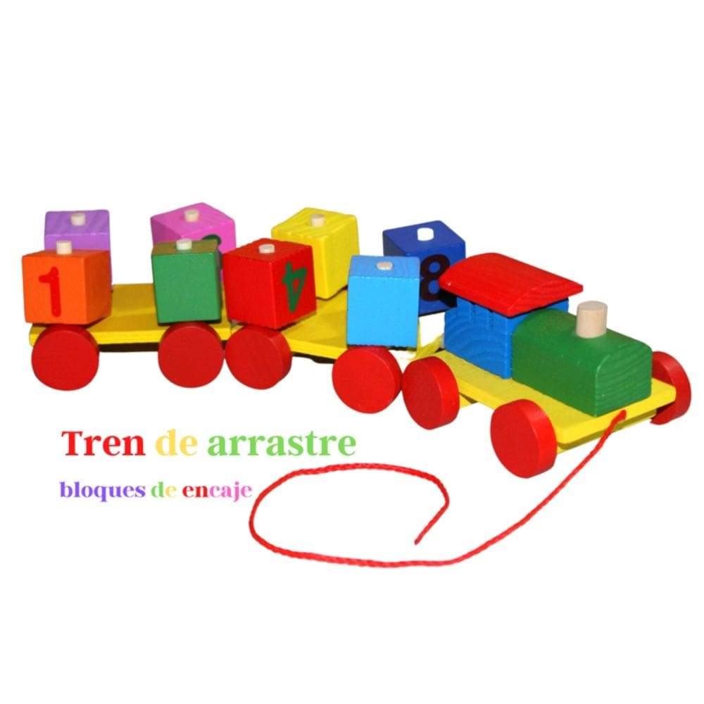 Trem de madeira educacional Montessori com números e letras