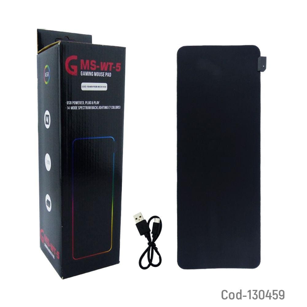 Mouse Pad Gamer RGB Light 80x30cm Neoprene Nylon Preto