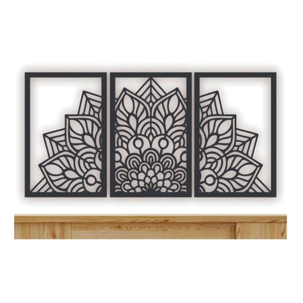 Pintura decorativa, madeira, MDF, forma de mandal, pacote com 3