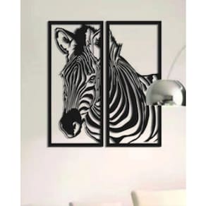 Placa Decorativa Artesanal Cebra em Madeira MDF 3mm