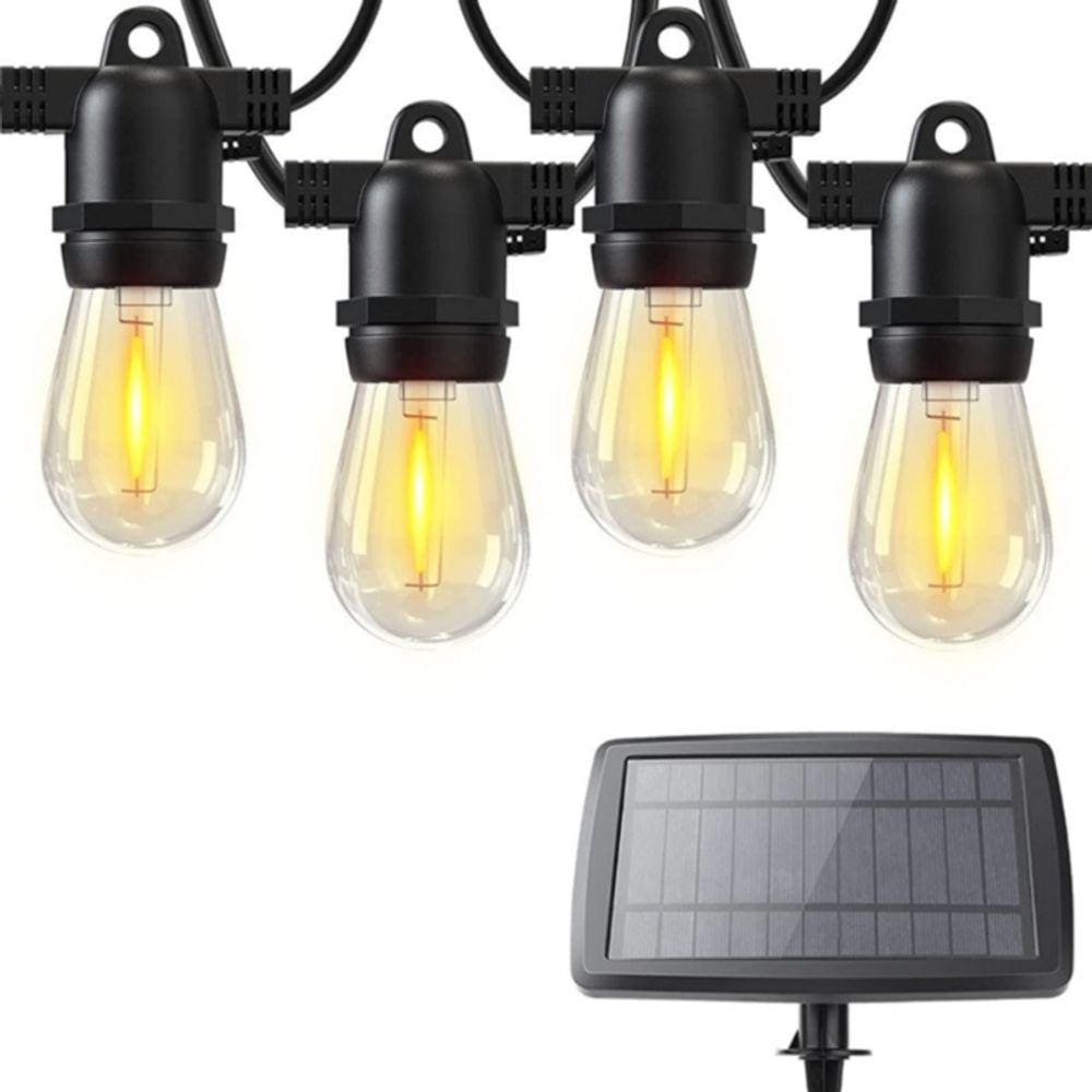 Guirlanda solar com painel solar e carregamento USB para interior