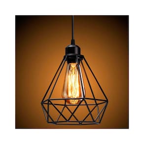 Luminária pendente vintage de metal tipo diamante 19,8 cm x 20,7 cm