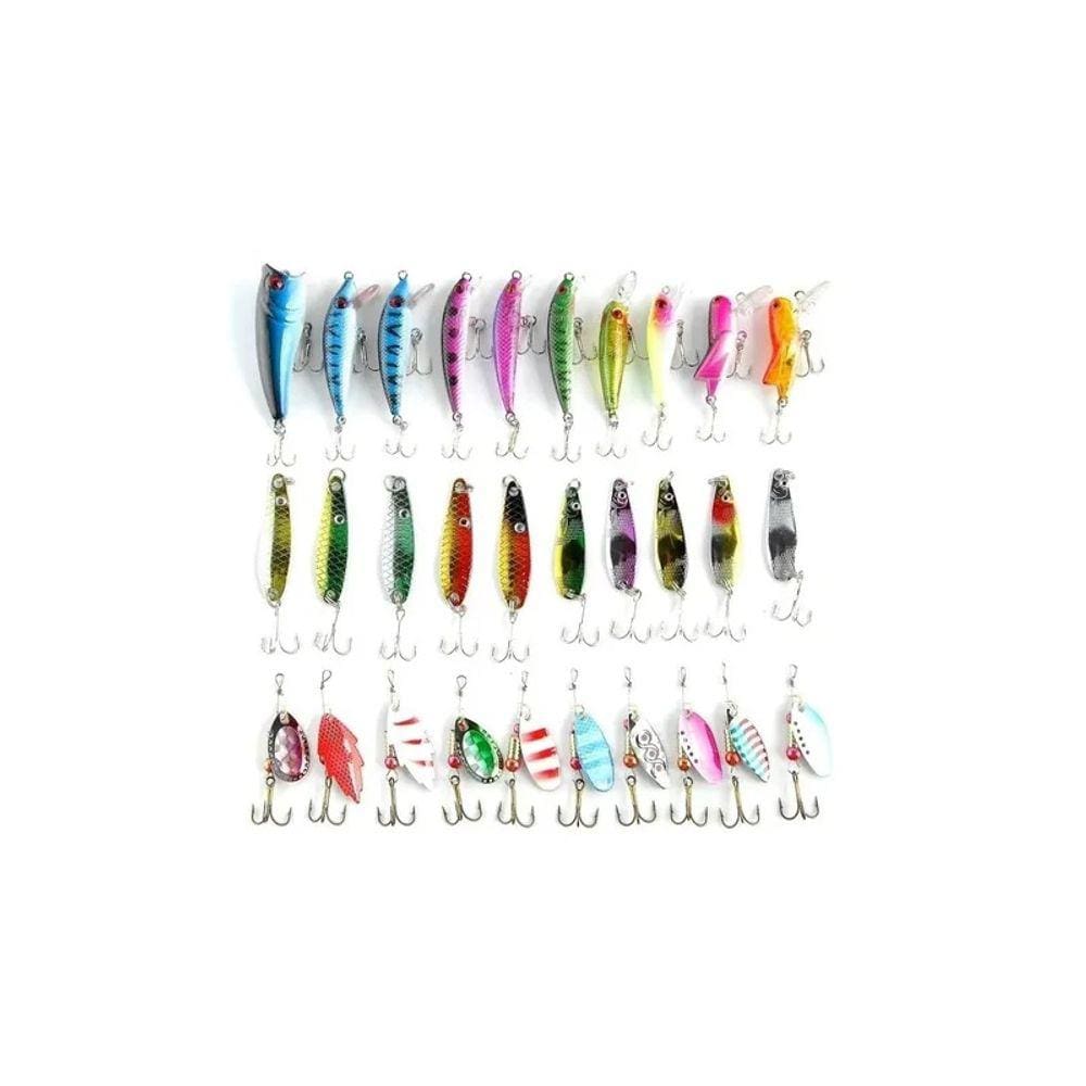 Pacote de iscas de pesca com 30 ganchos Rapala variados
