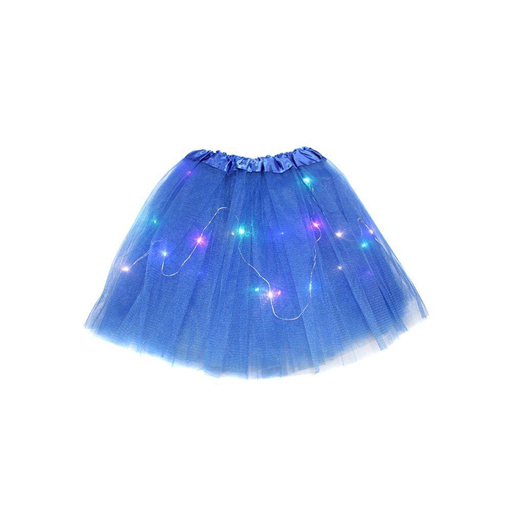 Saia tutu com luzes LED azuis de 30 cm de altura com baterias
