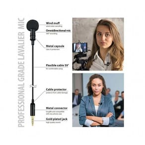 Lapela de microfone condensador Lavalier para telefones ceres