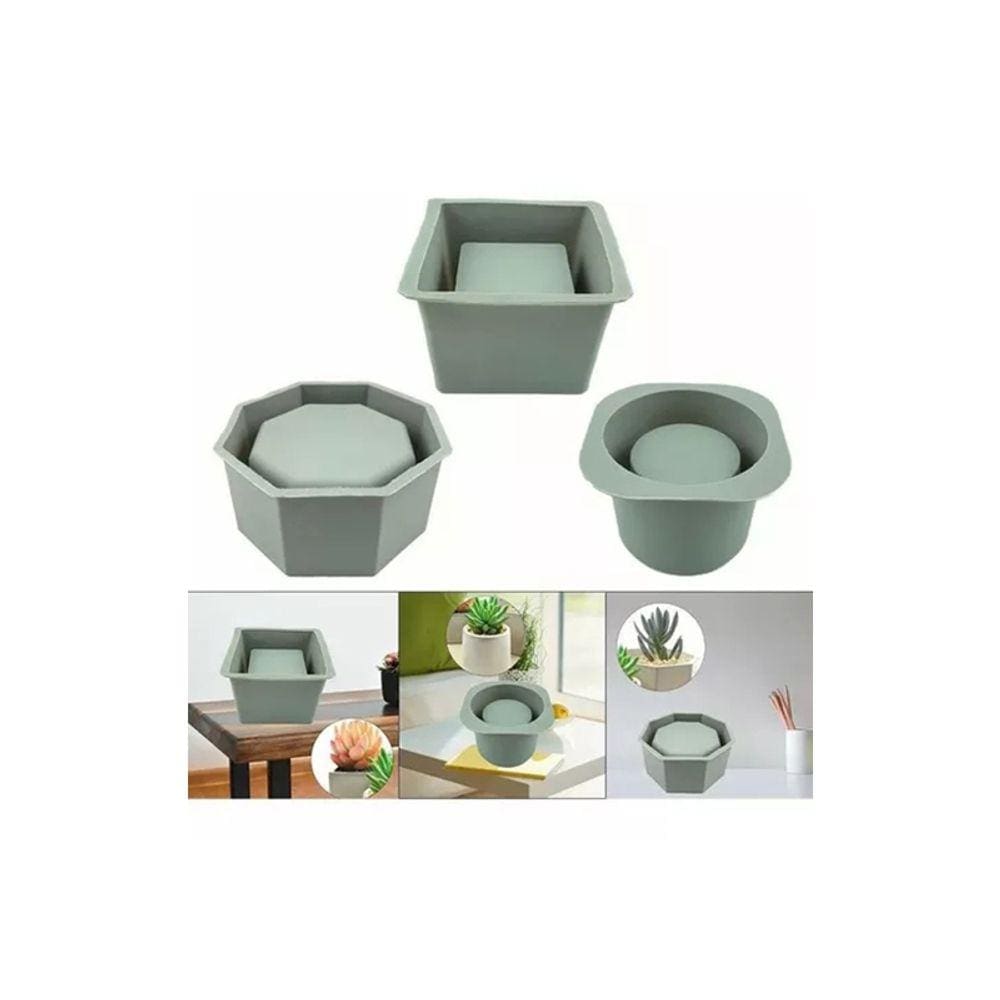 Moldes para pequenos plantadores Moldes de silicone de 3 peças