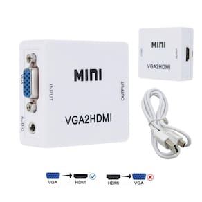 Conversor VGA para HDMI 1080p Full HD com áudio - branco