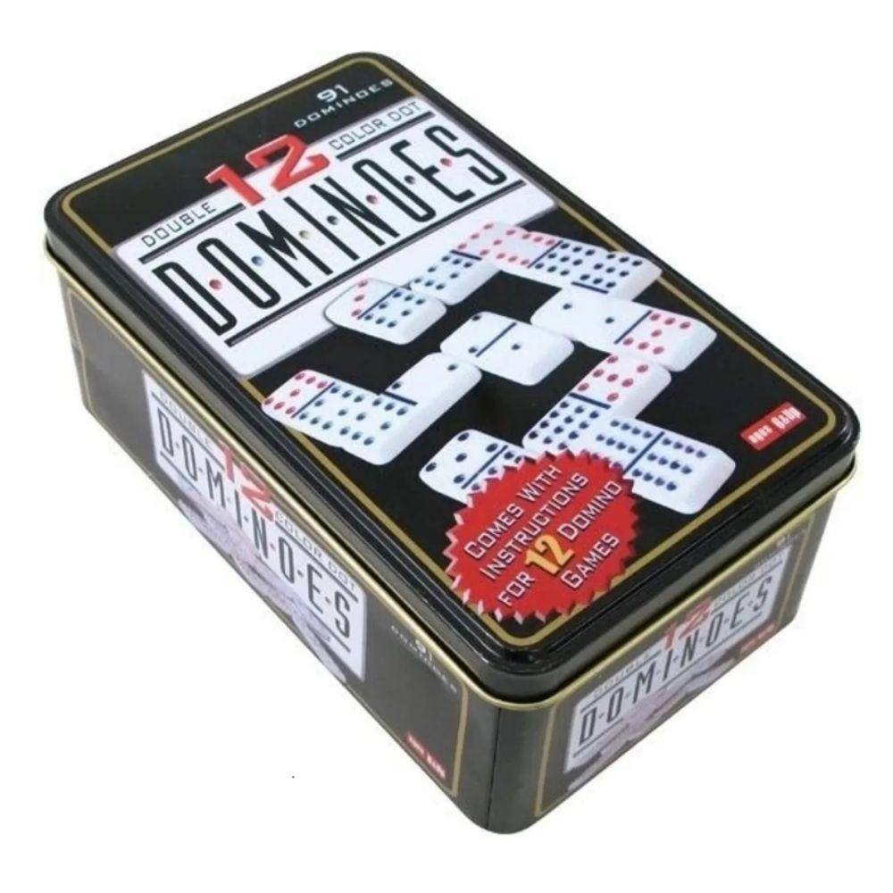 Domino Game Domino Double 12 91 peças com caixa de armazenamento de metal