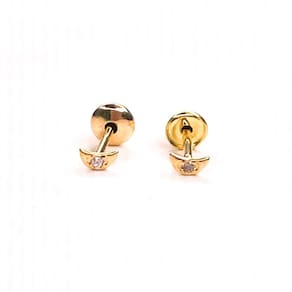 Brincos Mini Zircon Moon em aço cirúrgico banhado a ouro 18K