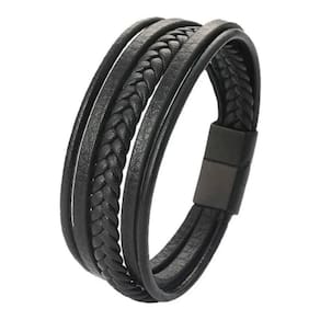 Pulseira de couro com fivela magnética para homem ou mulher