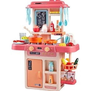 Conjunto de brinquedos de cozinha com 42 acessórios rosa claro para crianças a partir de 3 anos