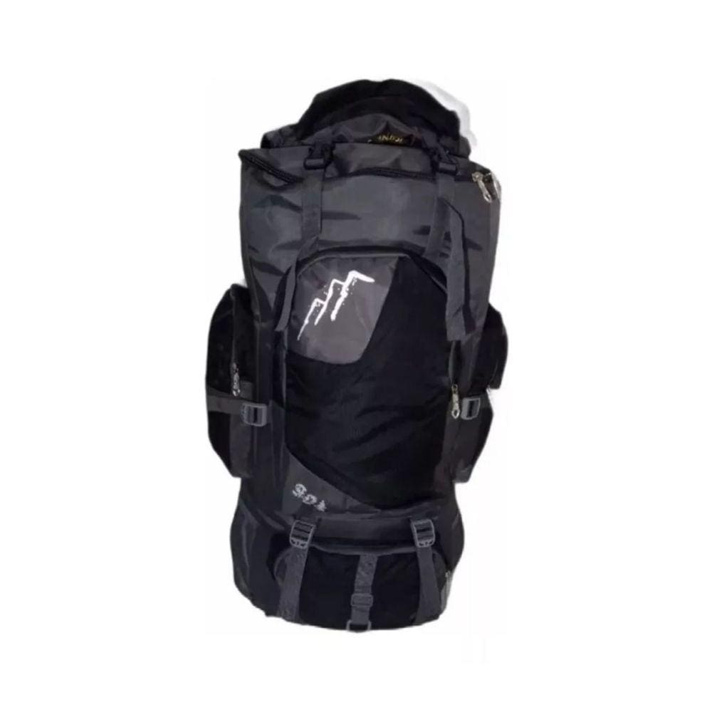 Mochila de viagem 90L impermeável para acampamento poliéster preta