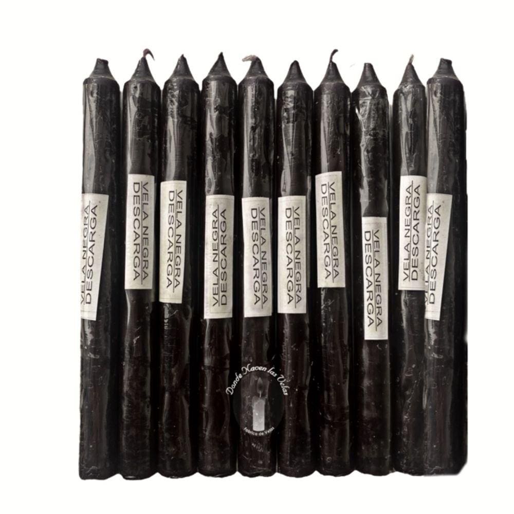 Pacote de velas Smooth Black Color 10 unidades 18 cm de altura x 1,7 cm