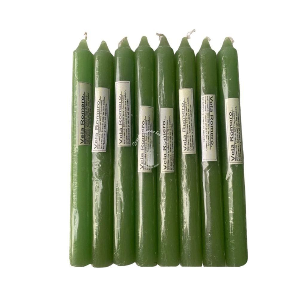 Pacote de velas com 10 alecrim cor Lisa, 18 cm de altura x 1,7 cm de largura