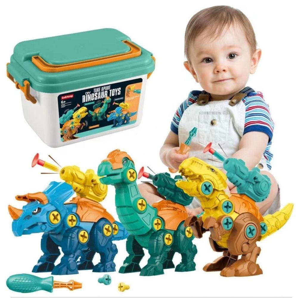 Conjunto de construção Dinossauro em caixa para crianças +4 anos