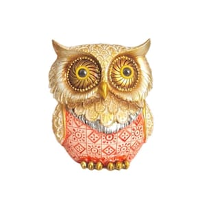 Figura decorativa Owl Dayro Red com brilhos e olhos de vidro