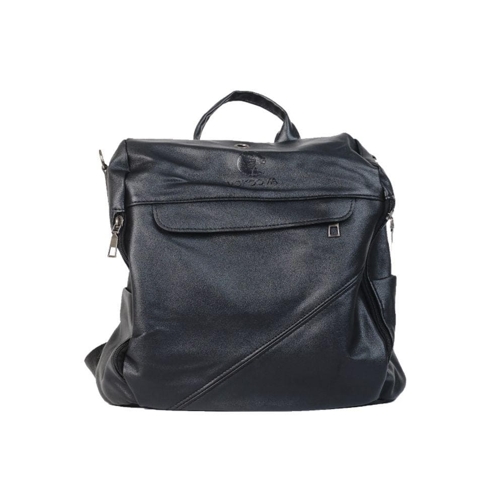 Mochila anti-roubo de couro sintético preto para mulheres