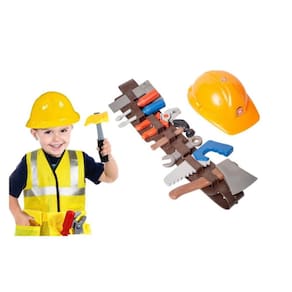 Kit de ferramentas de construção e capacete para crianças