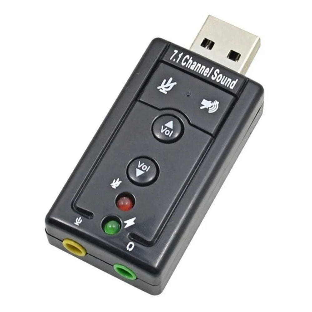 Placa de som Adaptador de áudio USB 3D 7.1