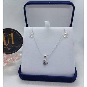 Conjunto de joias para gatinhos com zircônia-prata esterlina 925