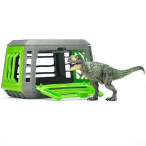 Dinossauro de brinquedo com gaiola transportável para crianças de +3 anos