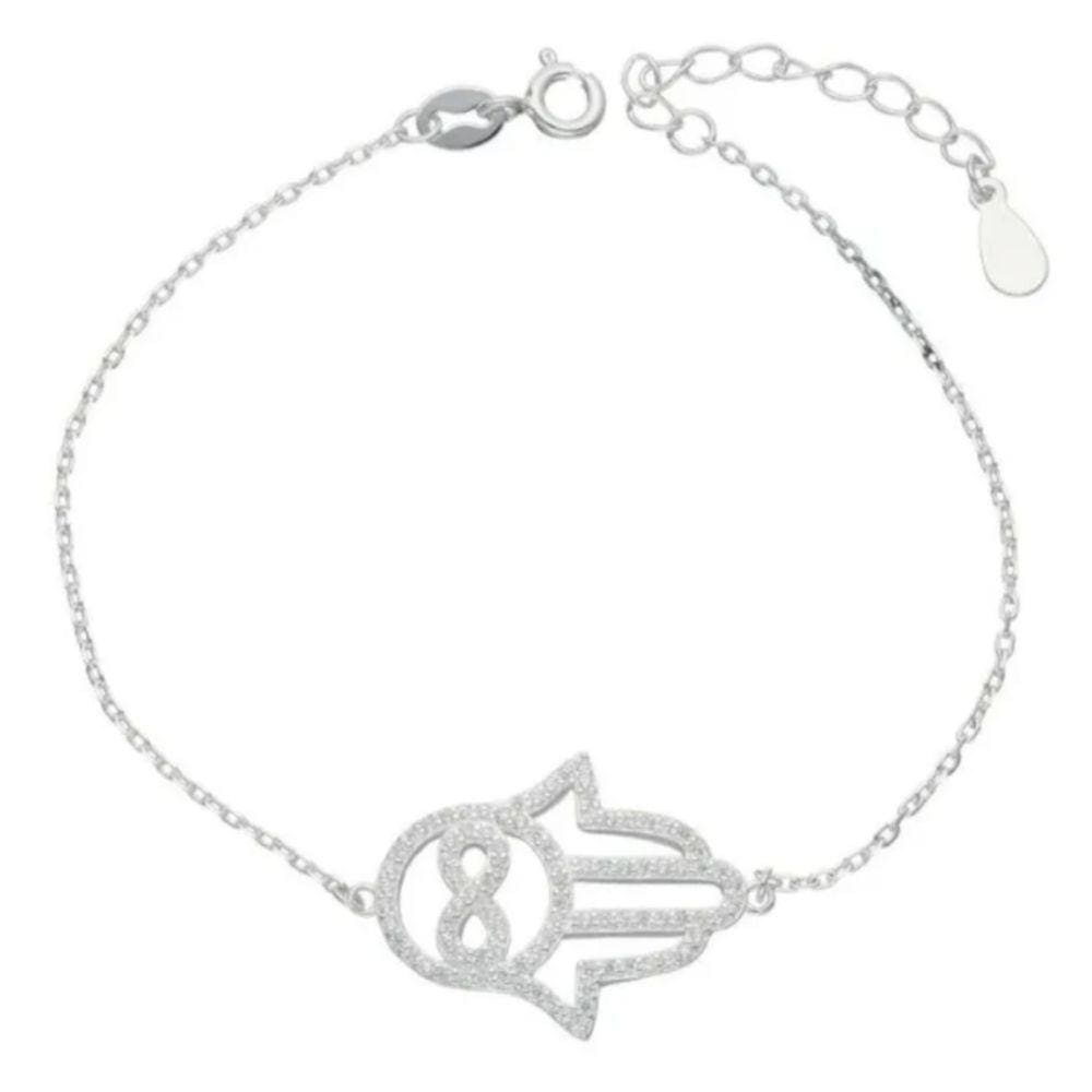 Pulseira Hand of Fatima Infinity Silver 925 para mulheres