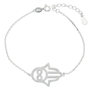 Pulseira Hand of Fatima Infinity Silver 925 para mulheres