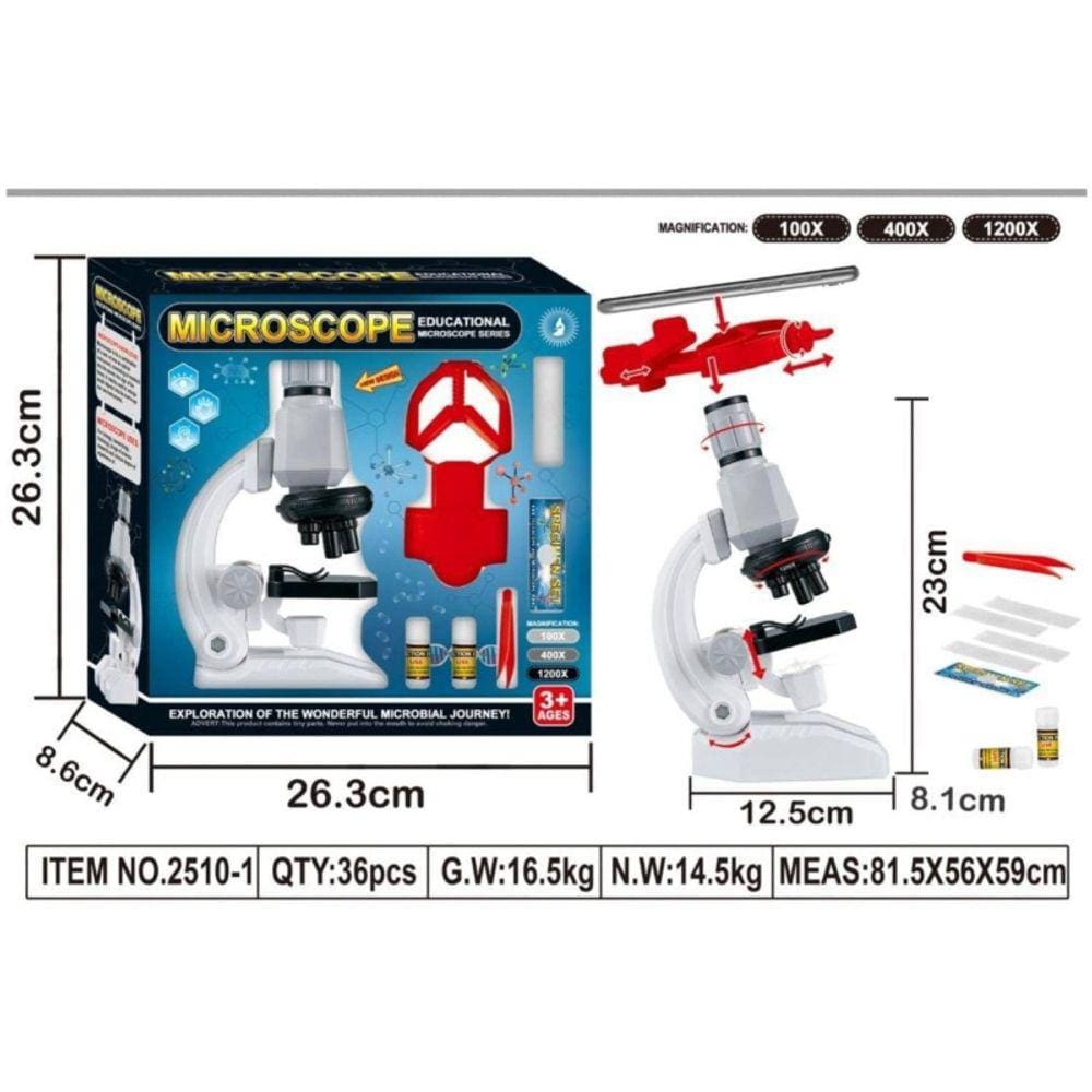 Microscópio educacional de brinquedo com suporte para crianças de 6 anos ou mais
