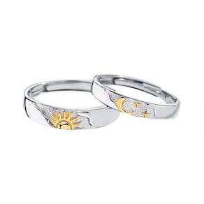 Anéis ajustáveis Silver 925 Sun and Moon Illusions Couple