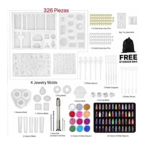 Conjunto de moldes de silicone 326 para velas de resina, colar, joias
